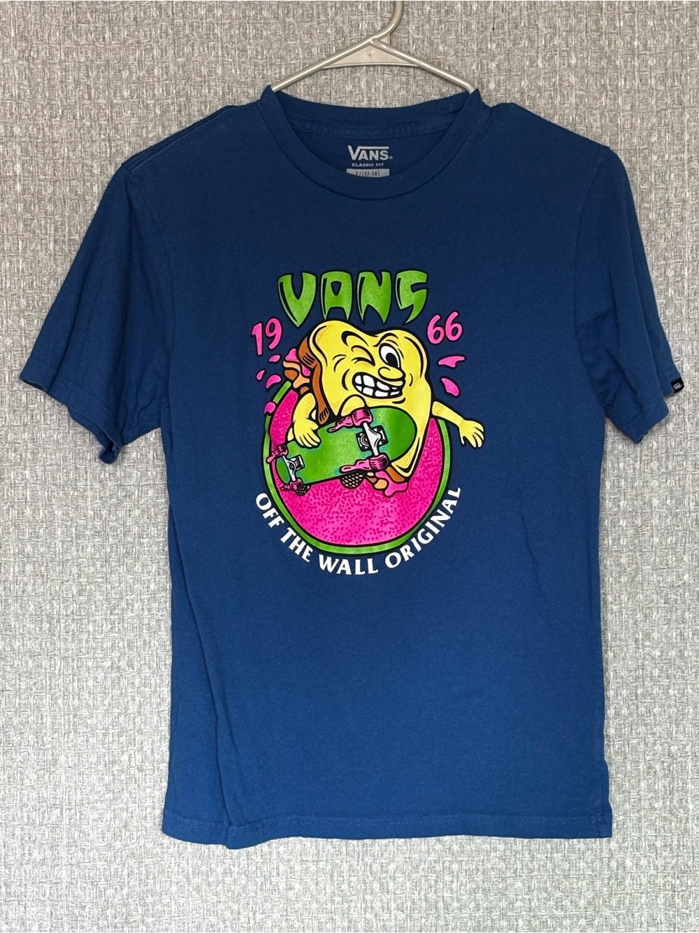 Vans Boys Off The Wall Skateboard Graphic T-Shirt Blue Size L 12-14